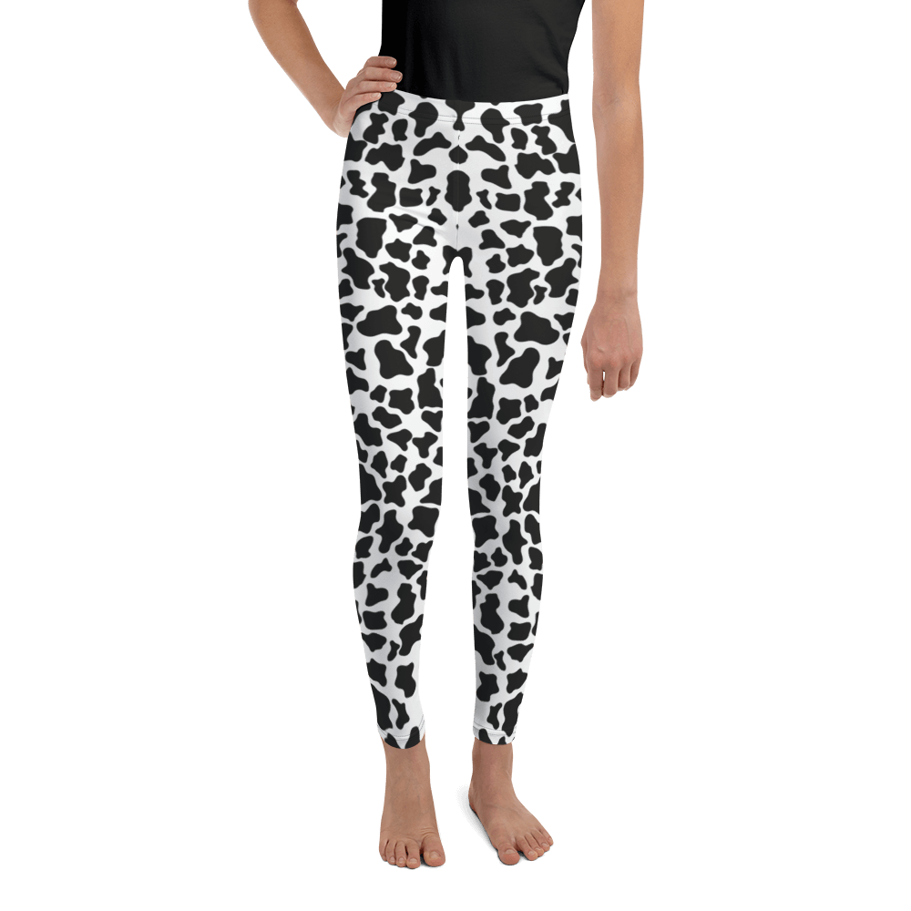 Black & White Cow Print  Youth Leggings