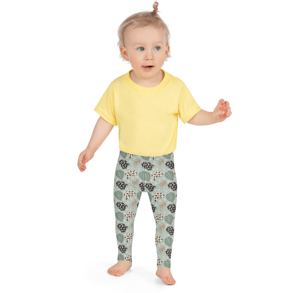 Green Jungle Leopard  Kid's Leggings