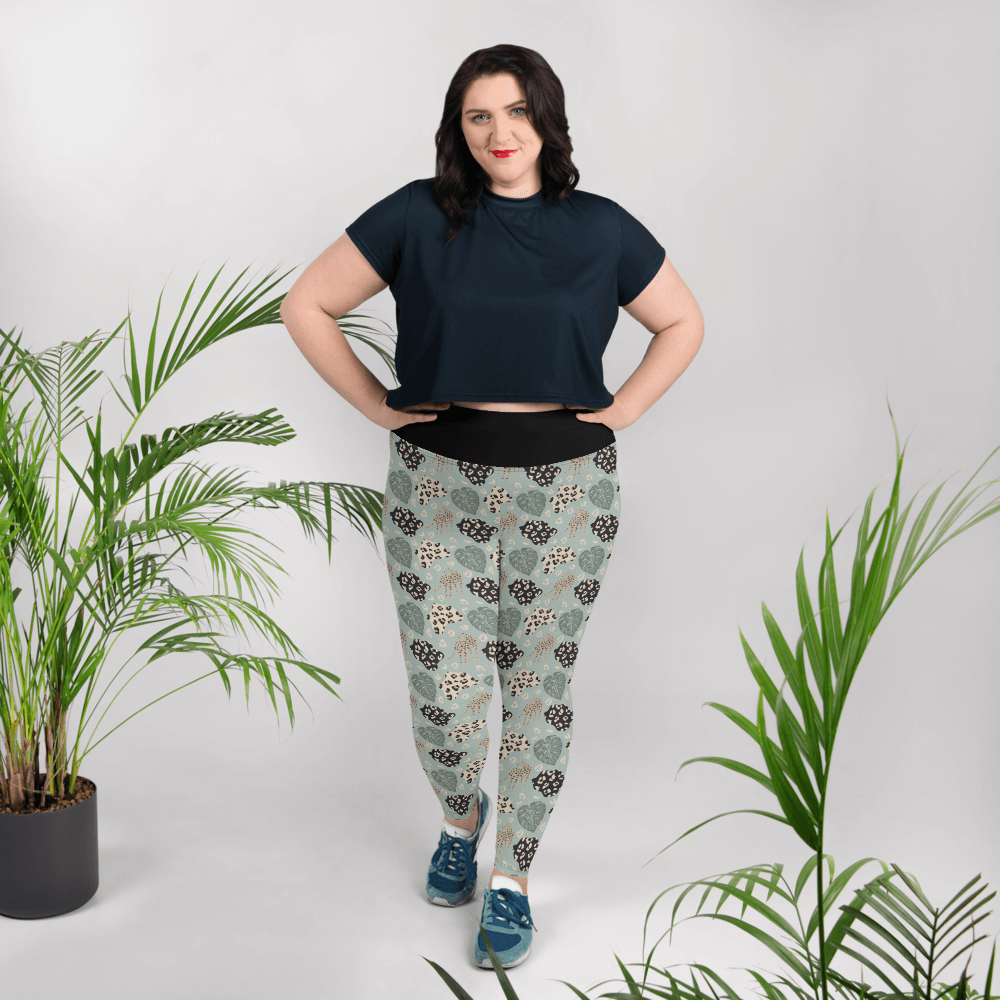 Green Jungle Leopard  Plus Size Leggings