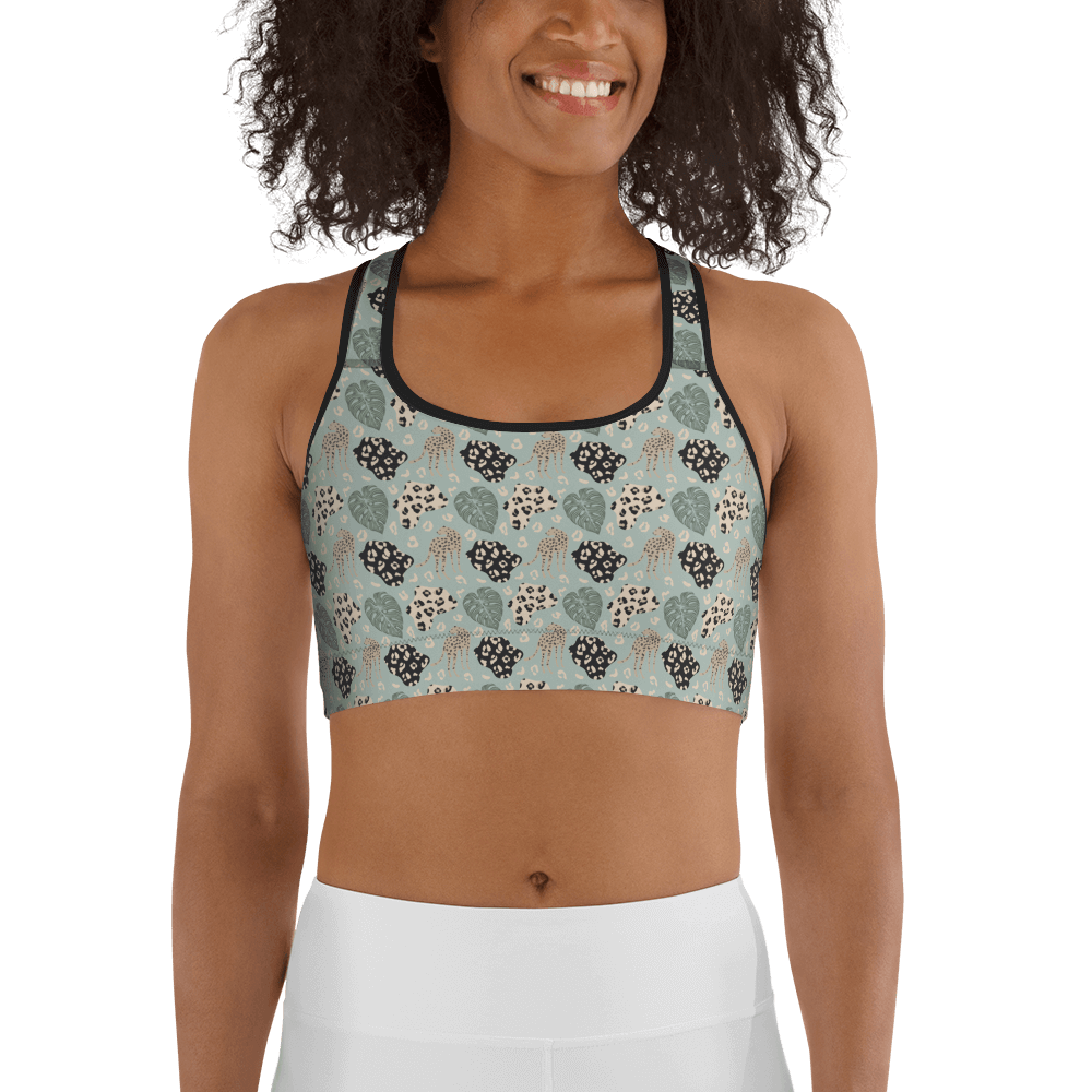 Green Jungle Leopard  Sports bra