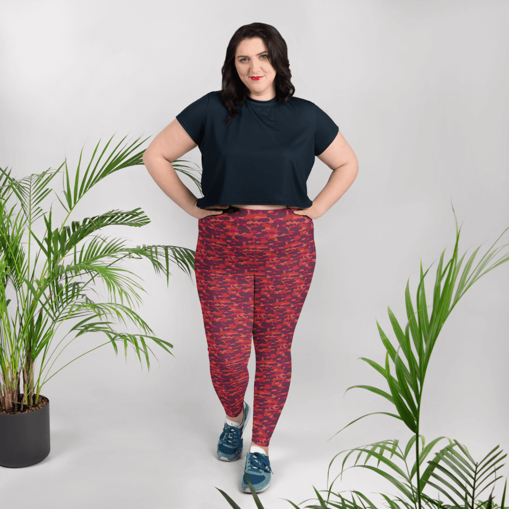 Red Hue Camo  Plus Size Leggings