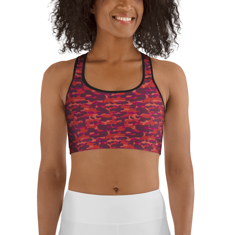 Red Hue Camo  Sports bra