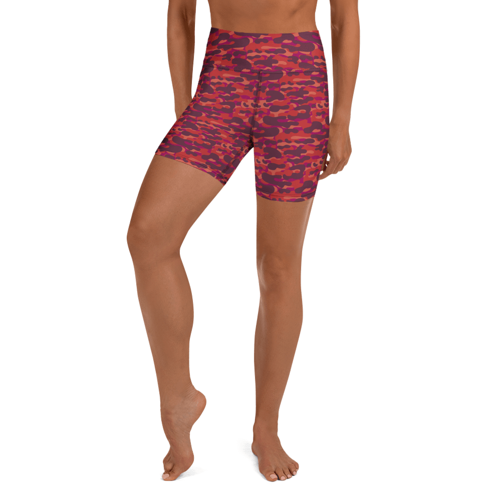 Red Hue Camo  Yoga Shorts