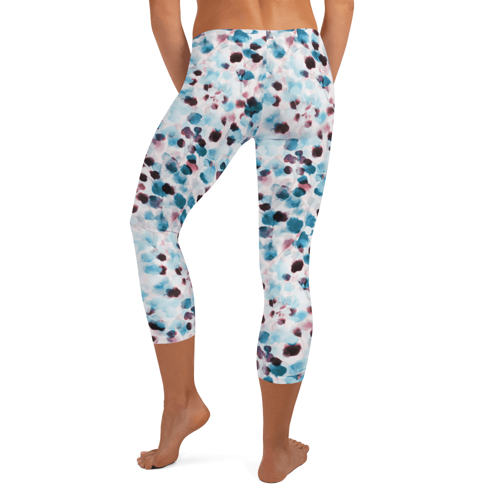 Watercolor Flowers  Capri Leggings
