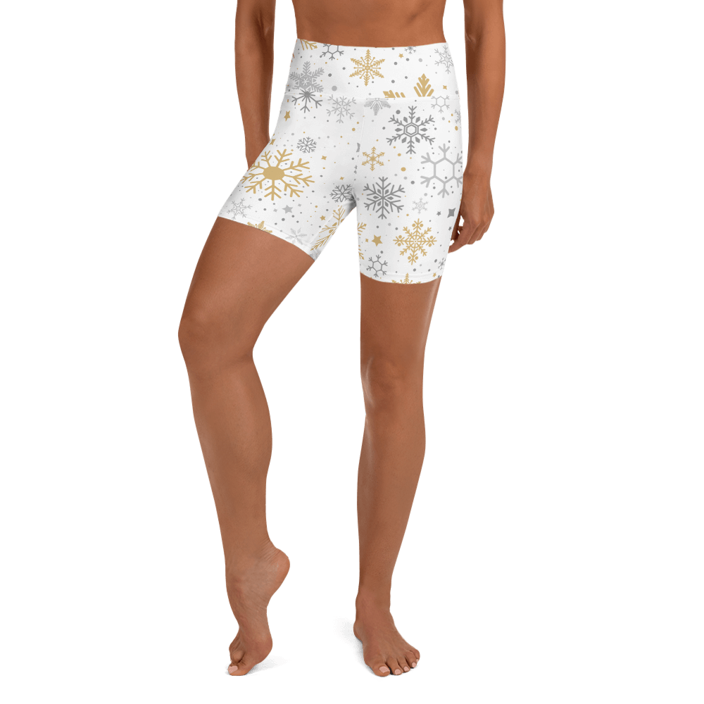 Winter Wonder White  Yoga Shorts